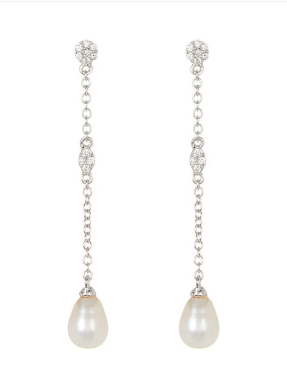 Adornia Freshwater Pearl Drop Earrings with Crystal Embellishments